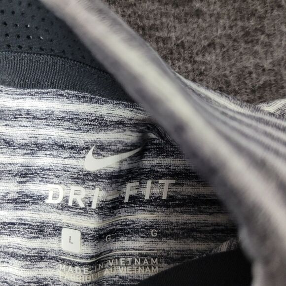 Nike x Tiger Woods Men's Gold Polo Short  Size L Gray White Striped Performance - Picture 4 of 14